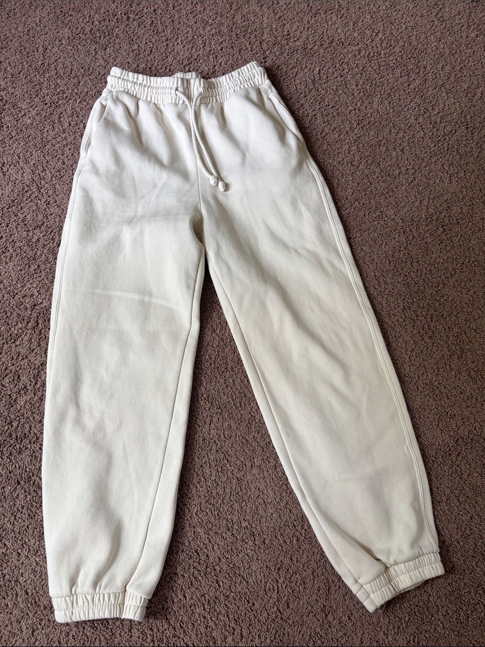 Kids Cream Elastic-Waist Jogger Sweatpants